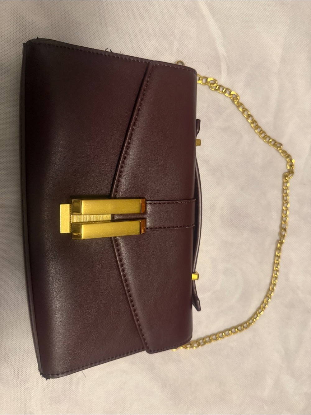BCBG Burgundy Crossbody Bag with Gold Chain